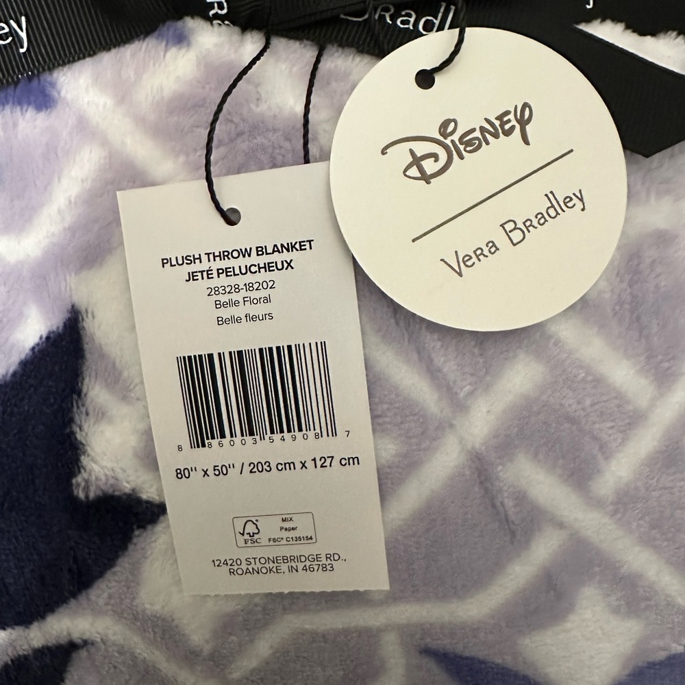 Disney’s Belle Vera Bradley Plush Throw Blanket NWT - Picture 6 of 6